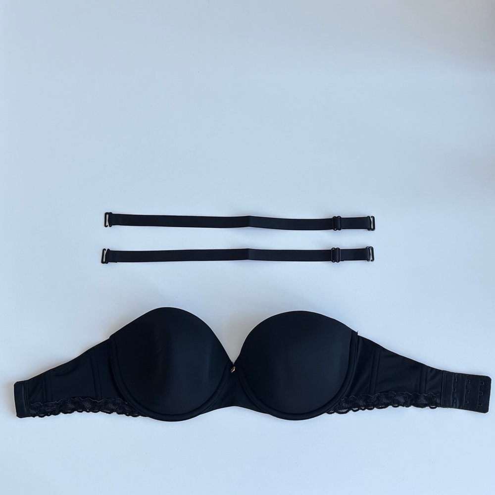 Natori Pure Luxe Strapless Contour Underwire Black Bra 30D